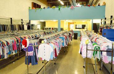 Several rows of clothing for children