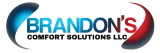 Hexagon logo with mountains, trees, and campfire in orange and blue. Company name is white.