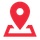 Une épingle de carte rouge avec un cercle au milieu sur fond blanc.