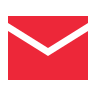 Une enveloppe rouge avec une bordure blanche sur fond blanc.
