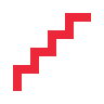 Une icône d'escalier rouge sur fond blanc.