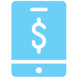 Light blue smartphone with a cracked screen.