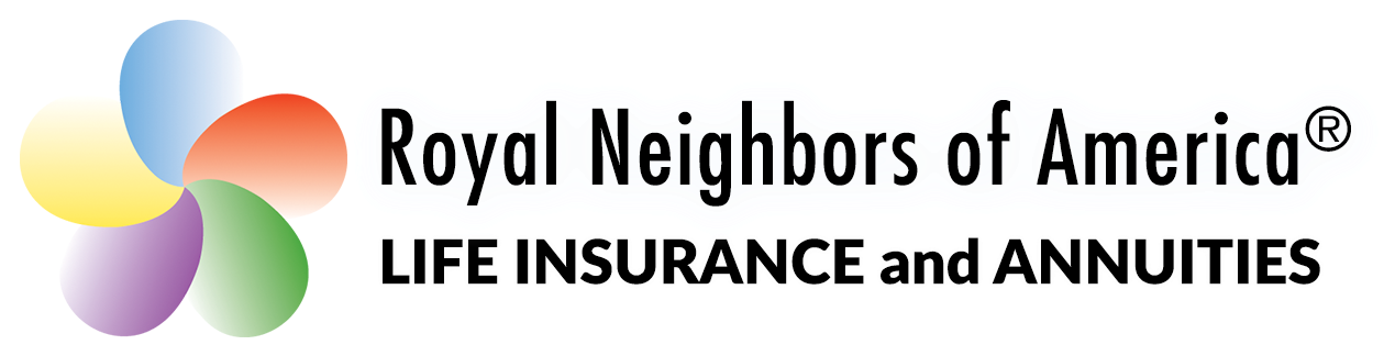 Royal Neighbors of America logo with multicolor flower and LIFE INSURANCE AND ANNUITIES text
