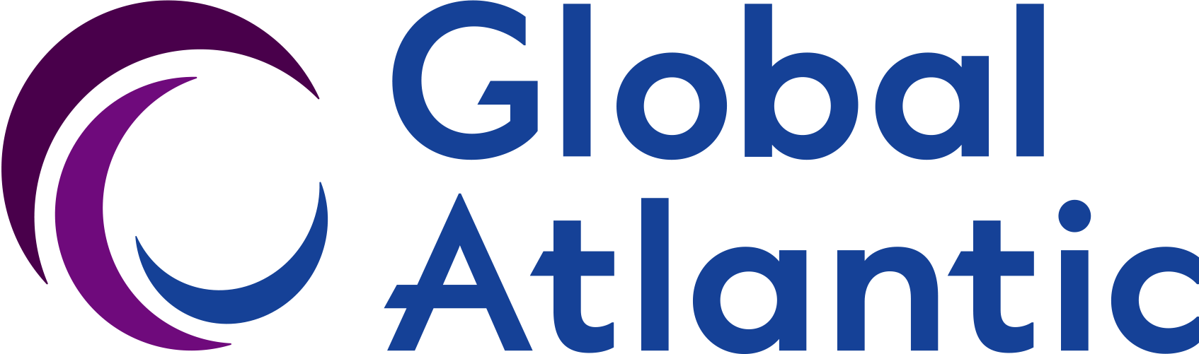 Global Atlantic logo in blue and purple with circular icon