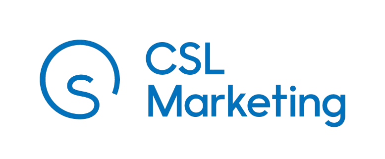 CSL Marketing logo in blue with a stylized “C” icon