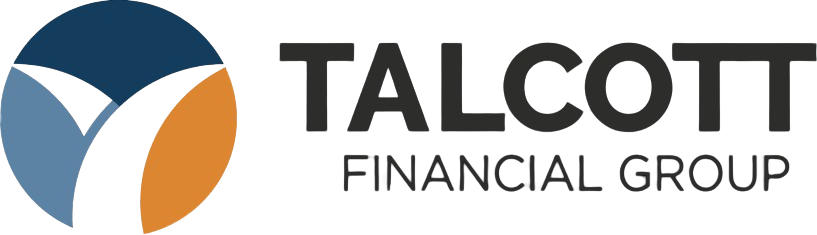 Talcott Financial Group logo with blue, white, and orange circular mark beside bold black text