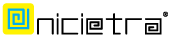 Logotipo de Nicietra en texto negro en minúsculas con un icono cuadrado amarillo y cian.