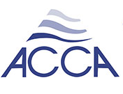 ACCA logo: blue text with white wavy lines above.
