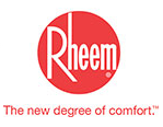 Rheem logo: White text on red circle,