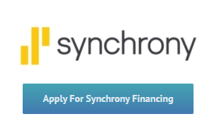 Synchrony logo with a blue button that reads