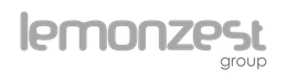 Lemonzest Group logo in gray text with a lime-green dot on a white background