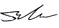 Black handwritten signature on a white background