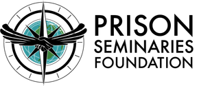 Logo reading “Prison Seminaries Foundation” with a compass-like emblem in teal, black, and white