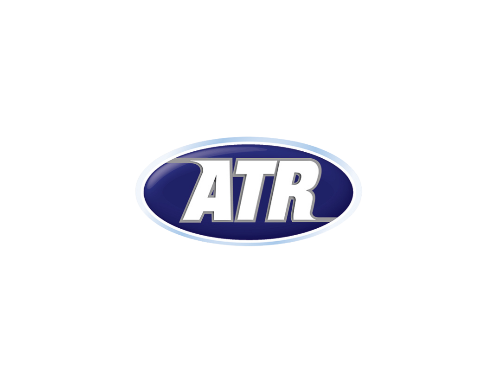 ATR logo in white letters on a blue oval background
