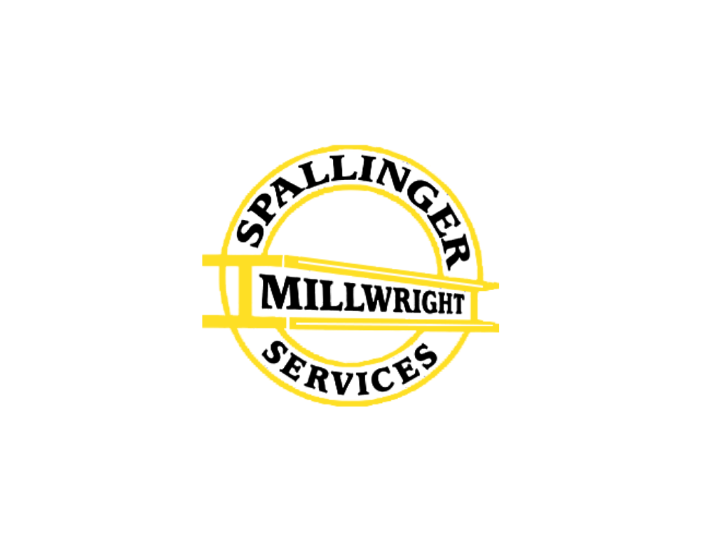 Spalding Millwright Services logo in yellow, black, and white with circular industrial design