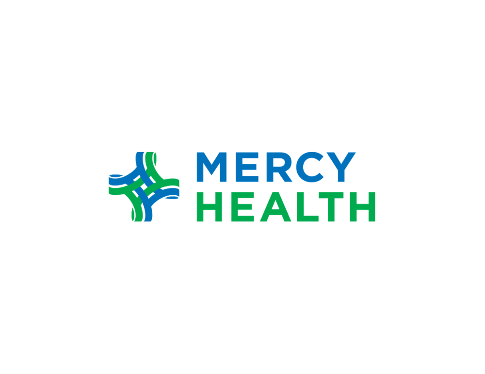 Mercy Health logo in blue and green on a white background