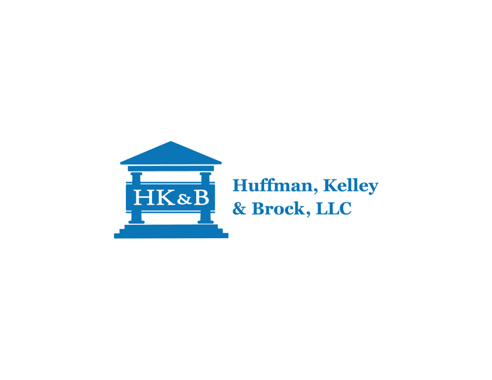 Huffman, Kelley & Brock, LLC logo with blue courthouse icon and text