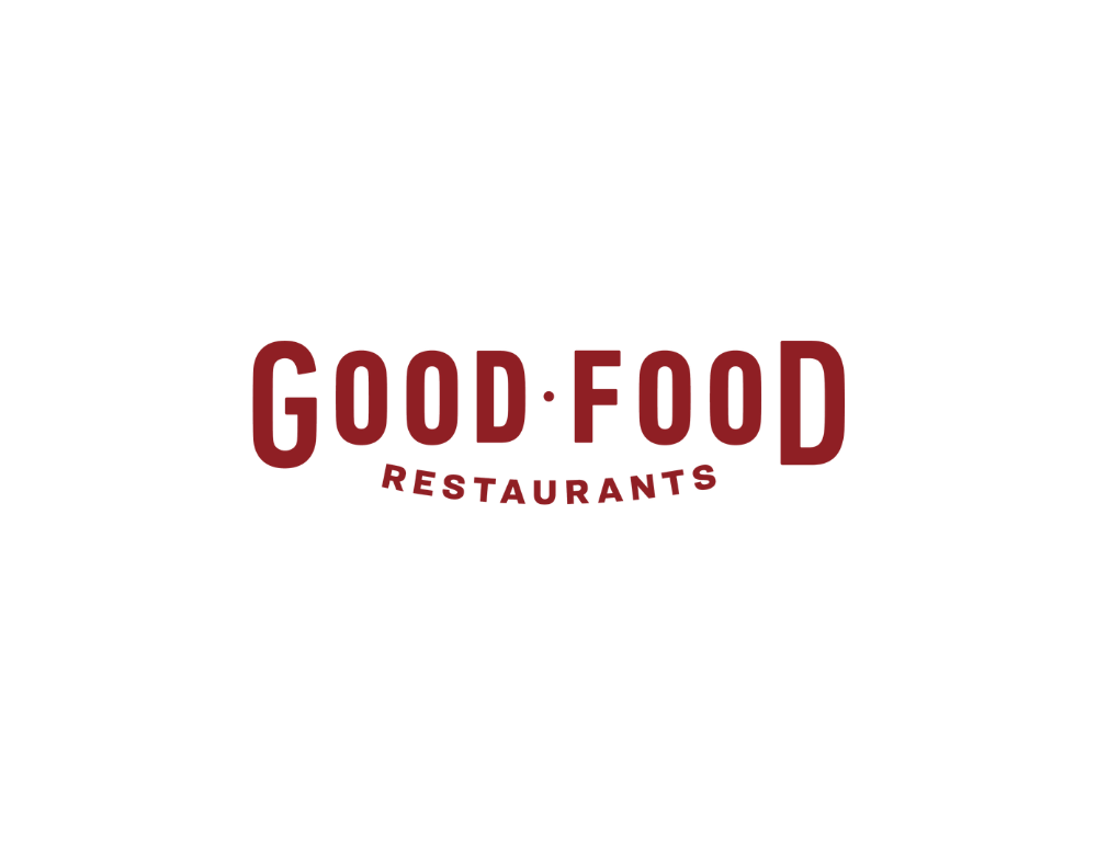 Good Food Restaurants logo in dark red text on a white background
