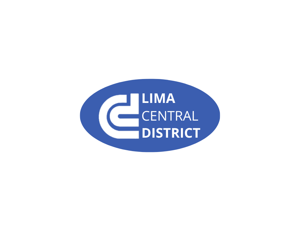 Blue Lima Central District logo with stylized white “L” emblem and text inside an oval