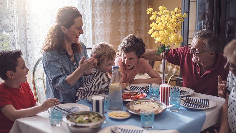 Family eating dinner