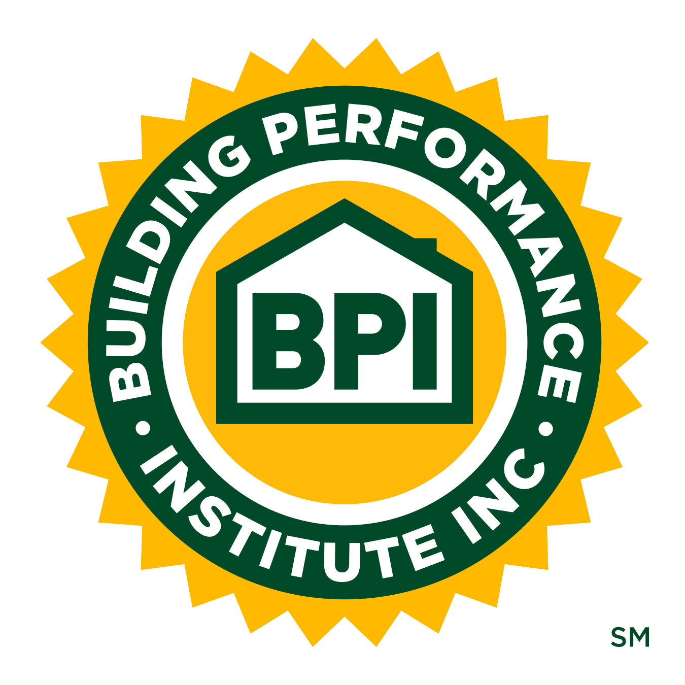 Building Performance Institute Inc. circular green, yellow, and white BPI logo