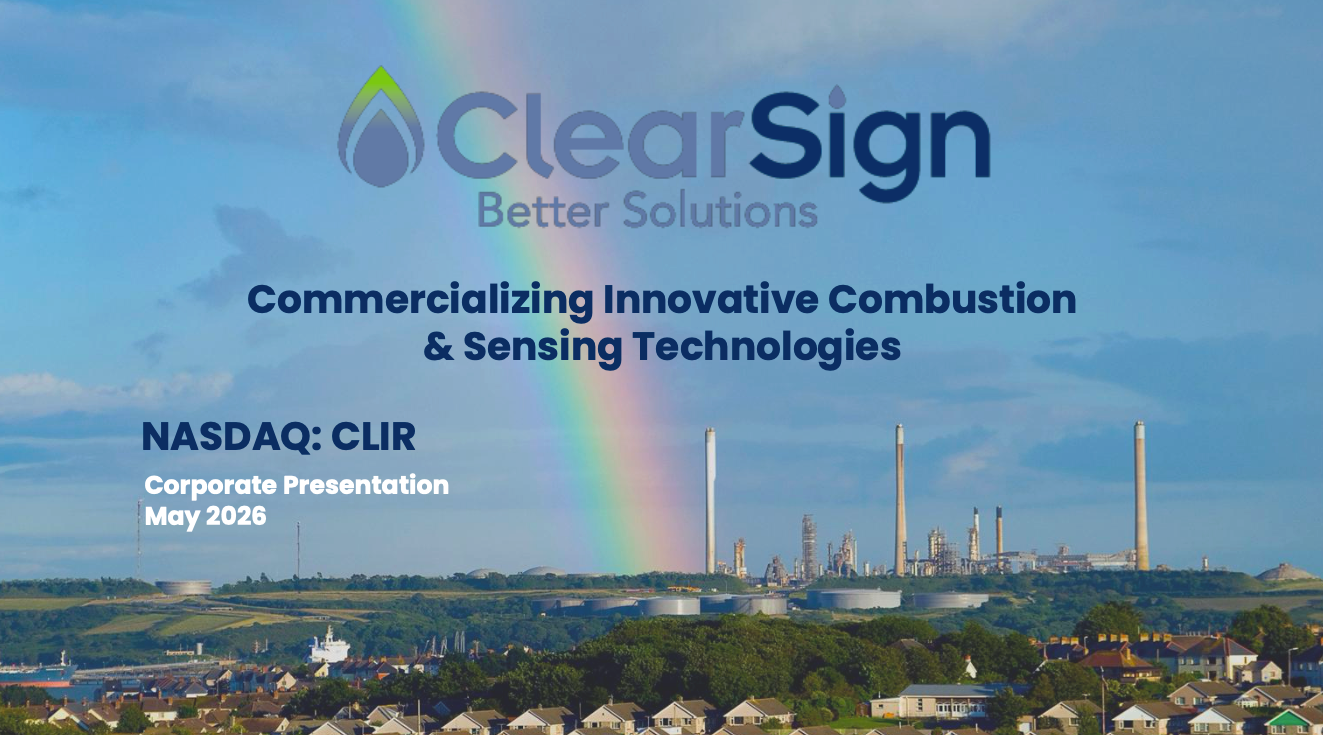Presentation slide for ClearSign Technologies