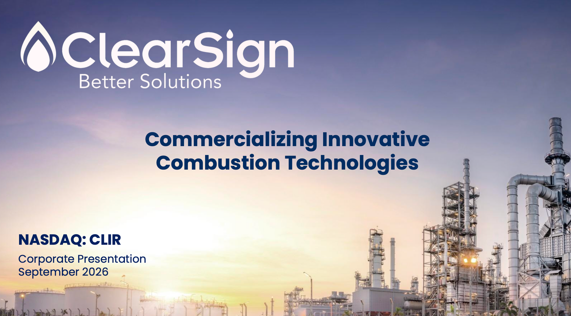 Presentation slide for ClearSign Technologies