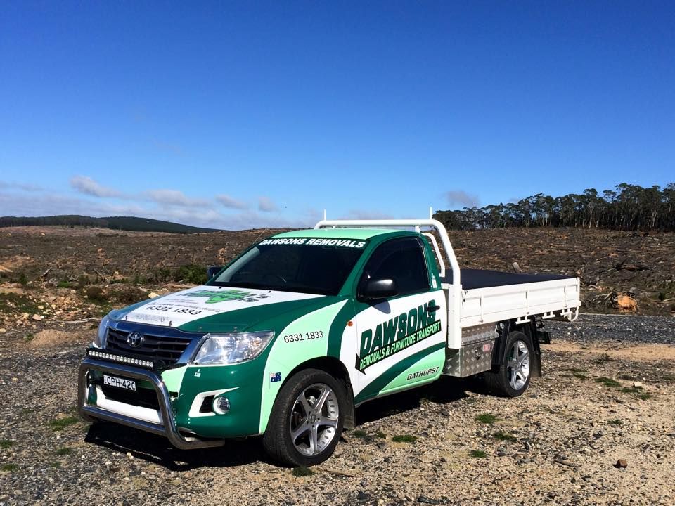 Green and White Work Truck With Company Logo — Dawson's Removals In Dubbo, NSW