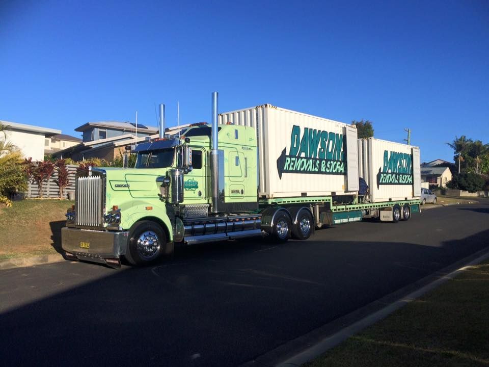 Green Dawsons Truck Parked on Street — Dawson's Removals In Kelso, NSW