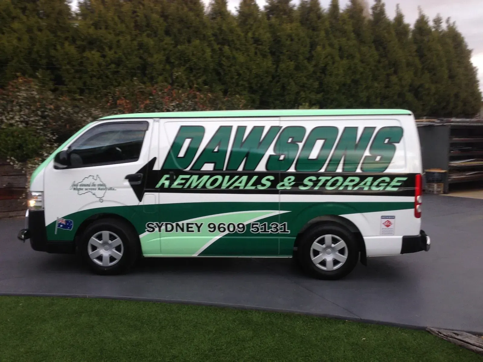White Dawsons Removals Van With Green Accents — Dawson's Removals In Kelso, NSW