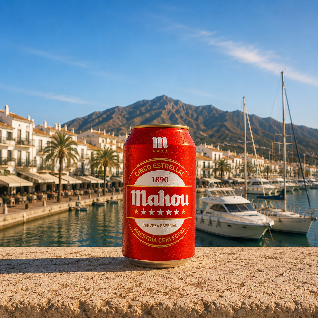 Can of Mahou beer - menu - Shoarma la Marina