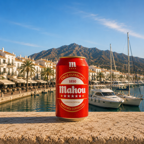 Can of Mahou beer - menu - Shoarma la Marina