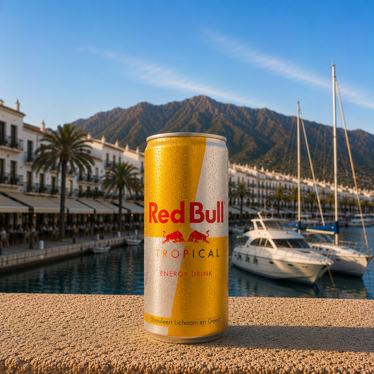 Can of Red Bull Tropical - menu - Shoarma la Marina