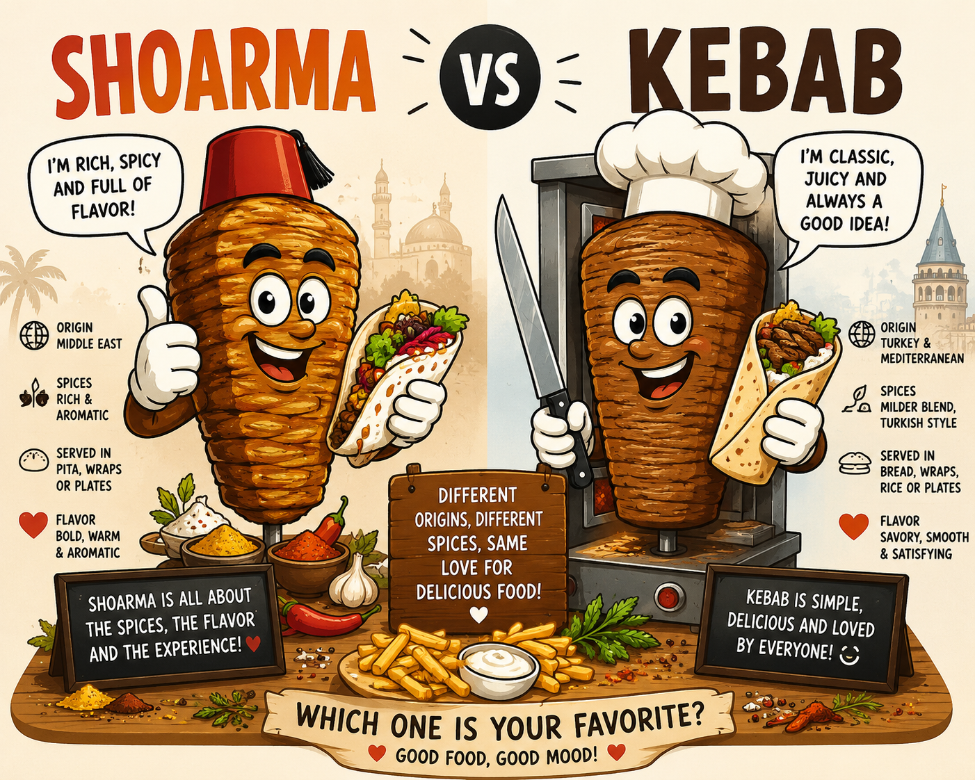 Difference between kebab and shoarma