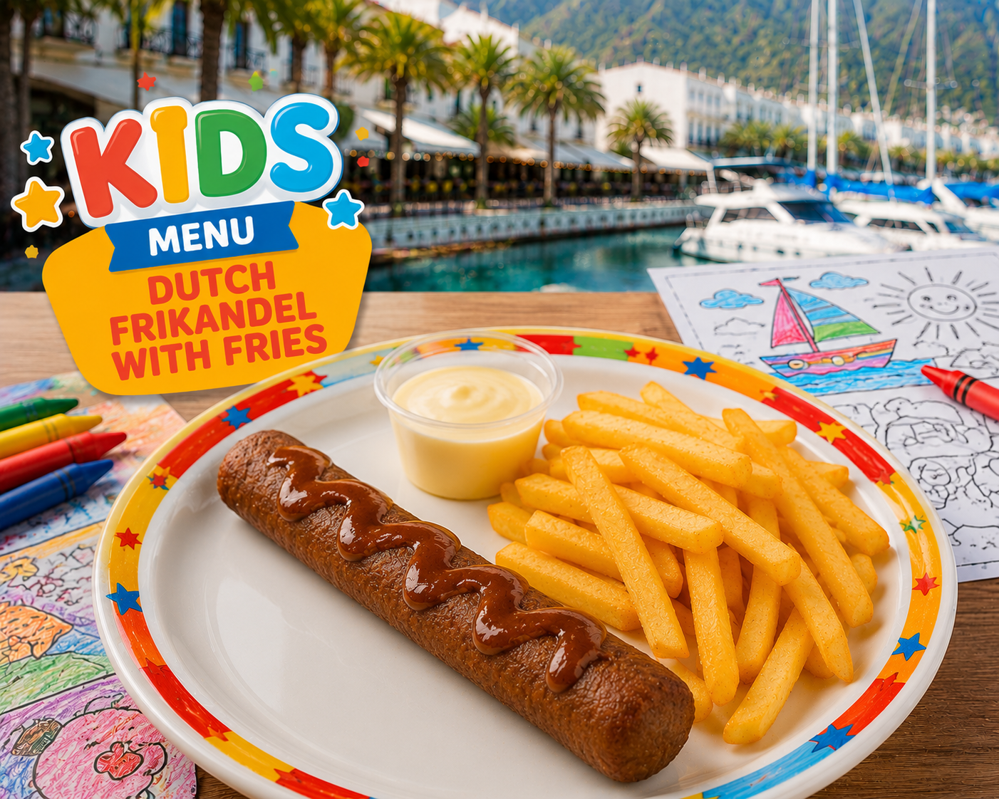 Dutch Frikandel with Fries - menu - Shoarma la Marina