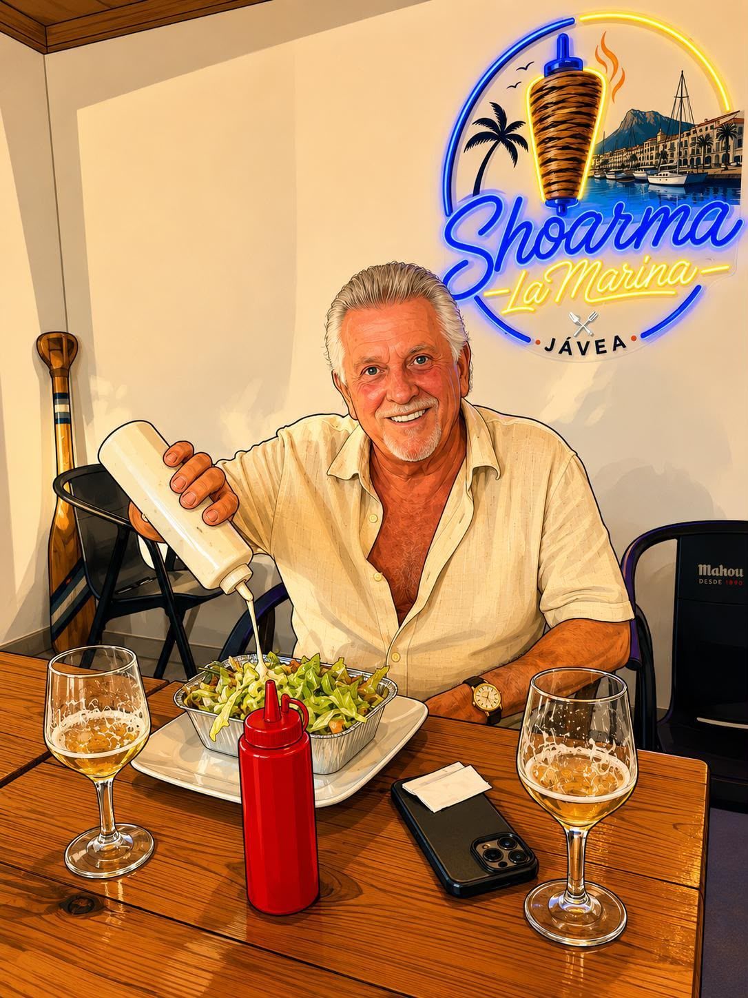 Klant Ton van der Poel bij Shoarma La marina Javea