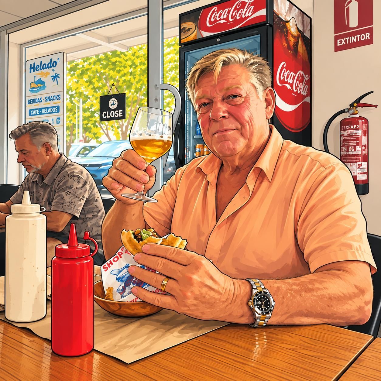 Klant aan de shoarma La Marina
