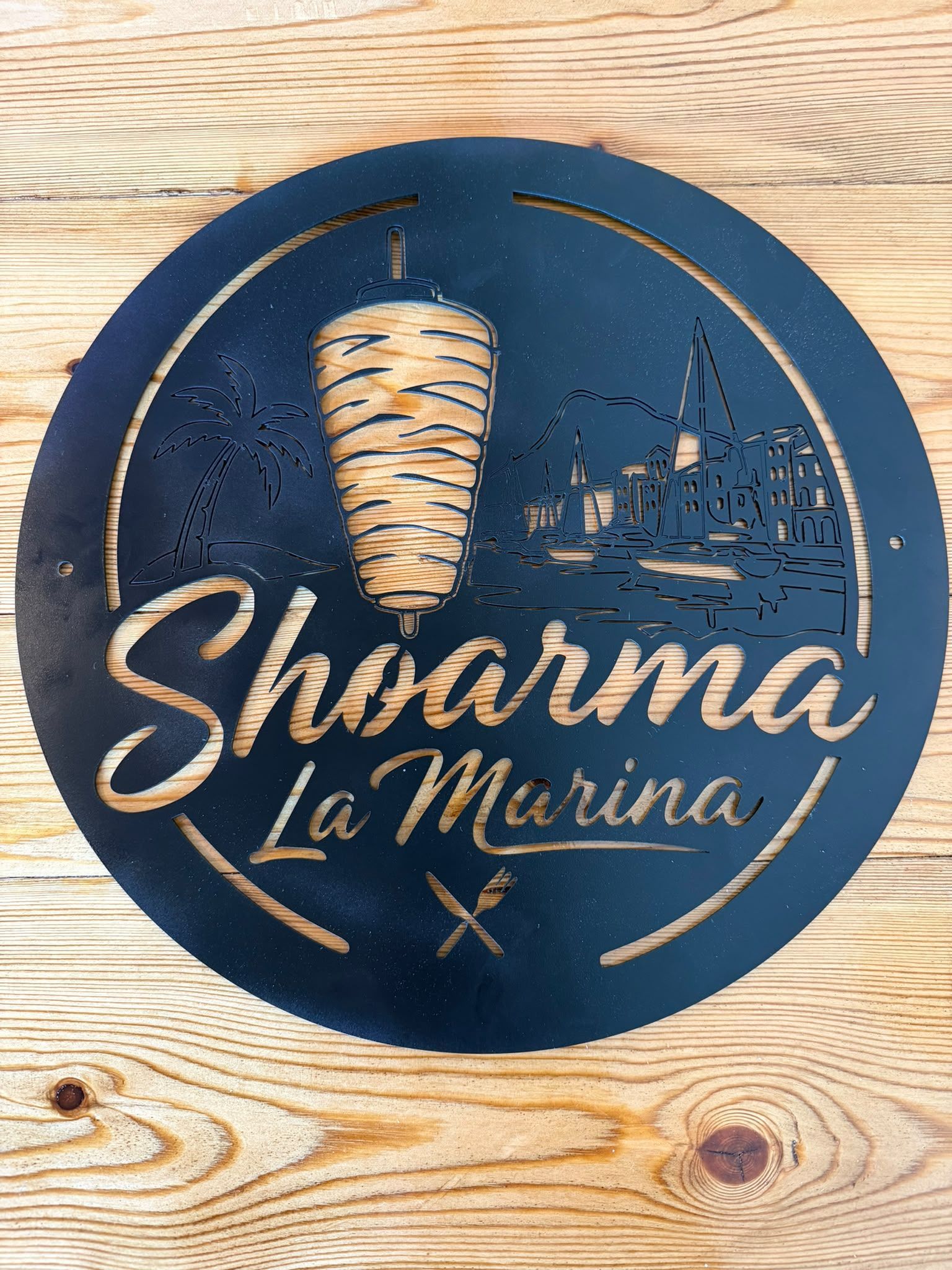 Logo Shoarma La Marina in rvs
