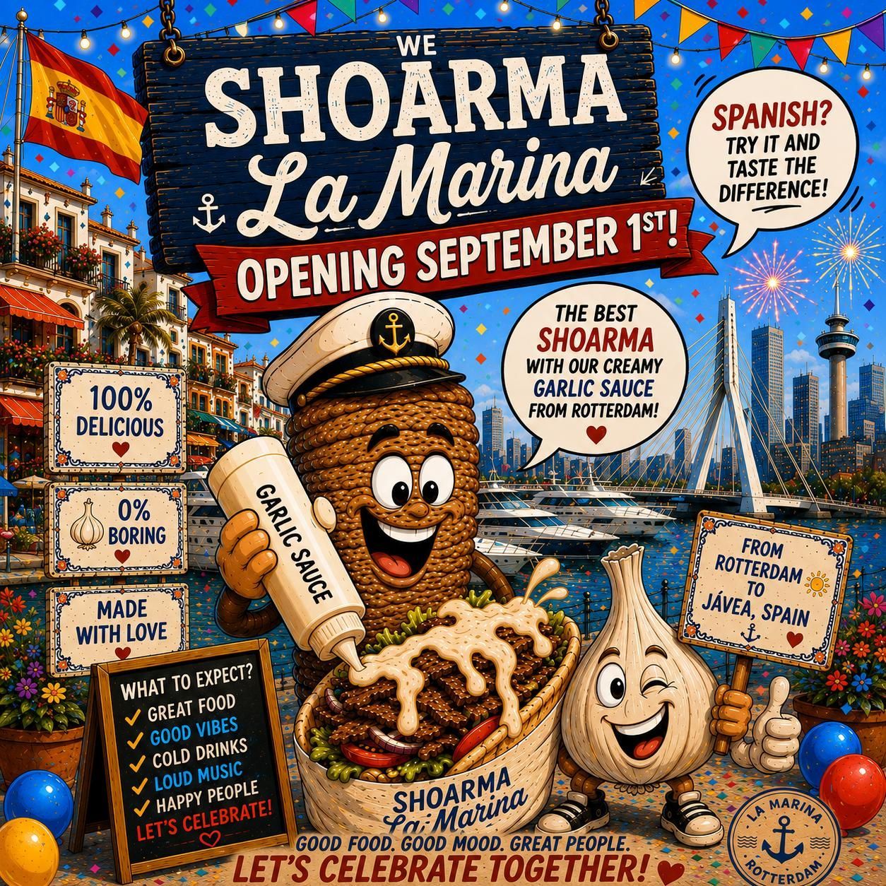 We are opening Shoarma La Marina in Jávea on September 1st.