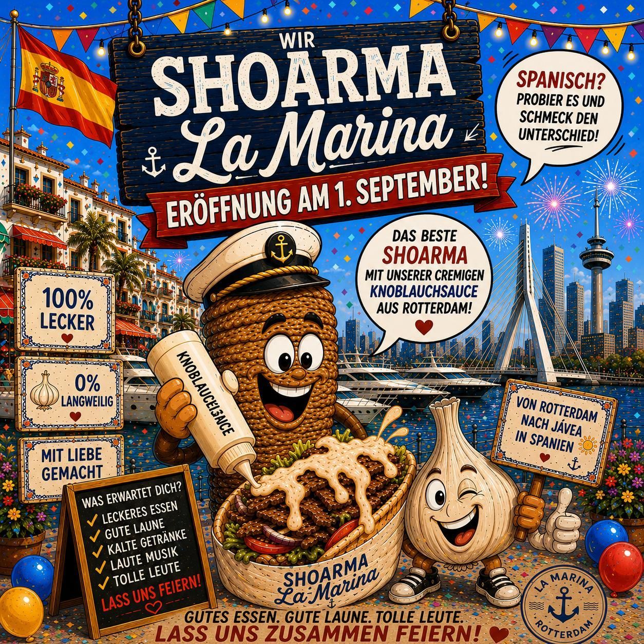 Wir eröffnen Shoarma La Marina am 1. September in Jávea.