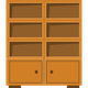 A brown wooden bookcase with three open shelves and two bottom cabinets.