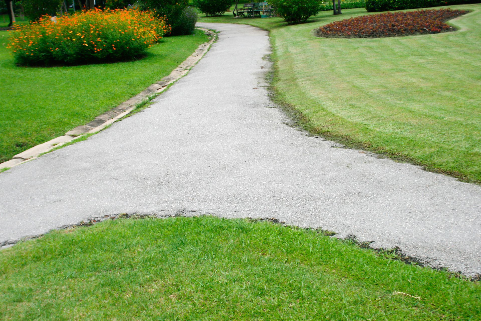 asphalt walking path