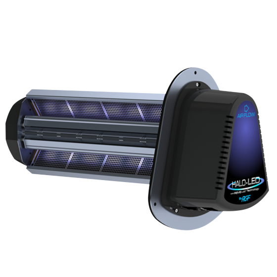 Black iWave-R residential air cleaner with wiring and a switch.