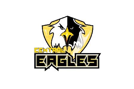 Central Eagles logo with a stylized eagle head in black, white, and gold