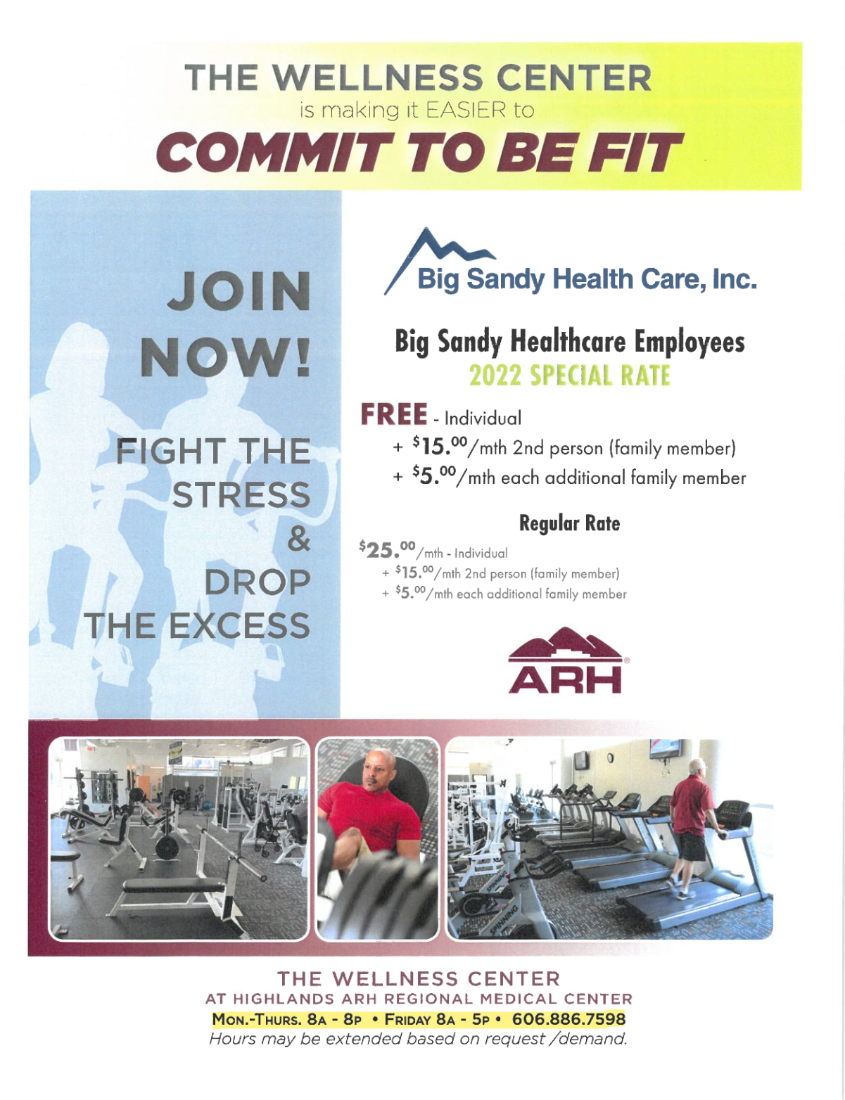 Wellness Center fitness promo poster with gym photos and “Join Now” text