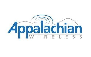 Appalachian Wireless logo in blue and gray with stylized mountain lines above the text