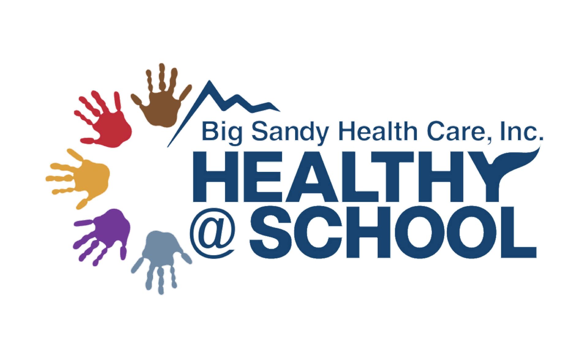 Big Sandy Health Care, Inc. “Healthy @ School” logo with colorful handprints and blue text