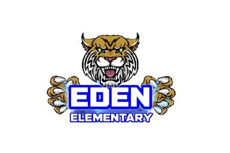 EDEN Elementary logo with a tiger head above blue block letters and gold accents