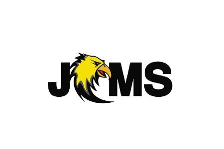 JOMS logo with black letters and a yellow roaring lion head replacing the O