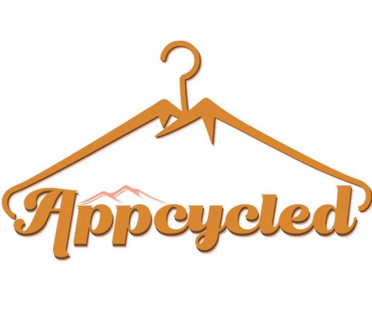Orange hanger logo with the word “Appcycled” on a white background